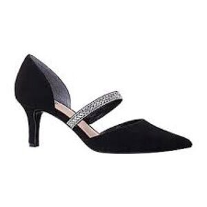 Elegant Black Heels with Rhinestone Strap